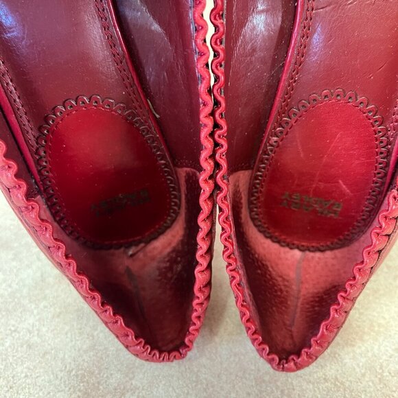 Hilary Radley Red Leather Pumps With Ruffles & Bow - Picture 11 of 16